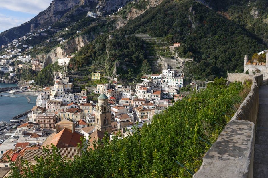 Scenic view of a charming village on the Amalfi Coast, Italy.