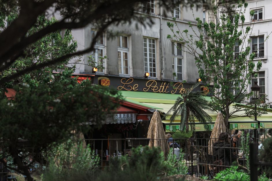 A cozy Parisian cafe with vibrant greenery, perfect for an urban retreat.
